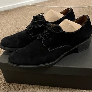 Salvatore Ferragamo Black Suede Oxfords